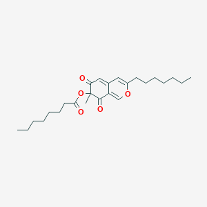 molecular formula C25H36O5 B1241303 （3-庚基-7-甲基-6,8-二氧代异色满-7-基）辛酸酯 