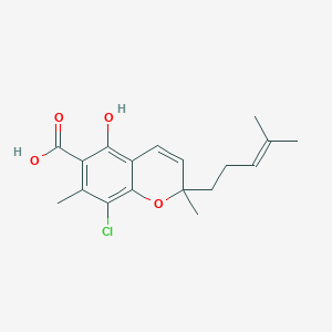 molecular formula C18H21ClO4 B1241308 8-Chlorocannabiorcichromenic acid 