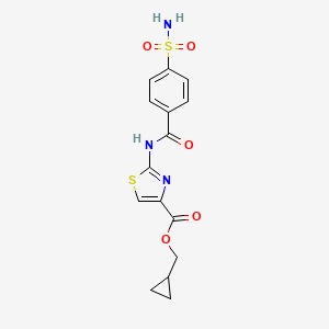 molecular formula C15H15N3O5S2 B12413140 cyclopropylmethyl 2-[(4-sulfamoylbenzoyl)amino]-1,3-thiazole-4-carboxylate 