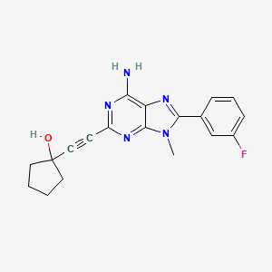 molecular formula C19H18FN5O B1241328 1-[6-Amino-8-(3-fluoro-phenyl)-9-methyl-9H-purin-2-ylethynyl]-cyclopentanol 
