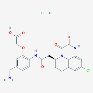 (S)-9-Chloro-5-[p-aminomethyl-o-(carboxymethoxy)phenylcarbamoylmethyl]-6,7-dihydro-1H, 5H-pyrido[1,2,3-de]quinoxaline-2,3-dione hydrochloride