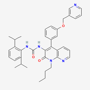 molecular formula C37H41N5O3 B1241356 1-[1-Butyl-2-oxo-4-[3-(pyridin-3-ylmethoxy)phenyl]-1,8-naphthyridin-3-yl]-3-[2,6-di(propan-2-yl)phenyl]urea 