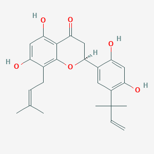 molecular formula C25H28O6 B12413709 (2S)-5,7,2',4'-Tetrahydroxy-8-prenyl-5'-(1,1-dimethylallyl)flavanone CAS No. 460345-17-9