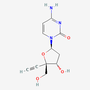 molecular formula C11H13N3O4 B1241386 4-amino-1-[(2R,4S,5R)-5-ethynyl-4-hydroxy-5-(hydroxymethyl)tetrahydrofuran-2-yl]pyrimidin-2-one 