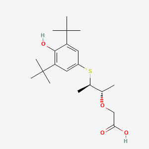 molecular formula C20H32O4S B1241387 2-[[(1S,2R)-2-[[3,5-Bis(1,1-dimethylethyl)-4-hydroxyphenyl]thio]-1-methylpropyl]oxy]acetic acid 