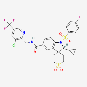 (2R)-N-[[3-chloro-5-(trifluoromethyl)pyridin-2-yl]methyl]-2-cyclopropyl-1-(4-fluorophenyl)sulfonyl-1',1'-dioxospiro[2H-indole-3,4'-thiane]-5-carboxamide