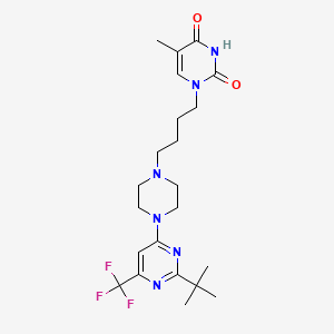 molecular formula C22H31F3N6O2 B1241389 1-(4-(4-(2-tert-butyl-6-(trifluoromethyl)pyrimidin-4-yl)piperazin-1-yl)butyl)-4-hydroxy-5-methylpyrimidin-2(1H)-one 