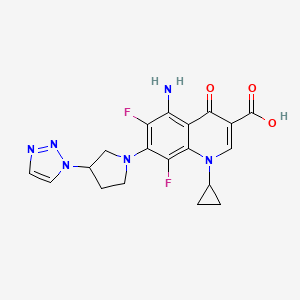 molecular formula C19H18F2N6O3 B1241397 5-Amino-1-cyclopropyl-6,8-difluoro-4-oxo-7-[3-(triazol-1-yl)pyrrolidin-1-yl]quinoline-3-carboxylic acid 
