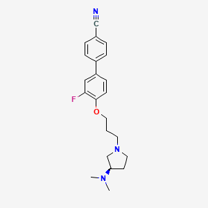 molecular formula C22H26FN3O B1241403 (1,1'-Biphenyl)-4-carbonitrile, 4'-(3-((3R)-3-(dimethylamino)-1-pyrrolidinyl)propoxy)-3'-fluoro- CAS No. 461045-07-8