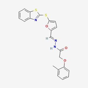 molecular formula C21H17N3O3S2 B1241417 N'-{[5-(1,3-benzothiazol-2-ylsulfanyl)-2-furyl]methylene}-2-(2-methylphenoxy)acetohydrazide 
