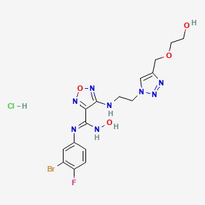 N'-(3-bromo-4-fluorophenyl)-N-hydroxy-4-[2-[4-(2-hydroxyethoxymethyl)triazol-1-yl]ethylamino]-1,2,5-oxadiazole-3-carboximidamide;hydrochloride