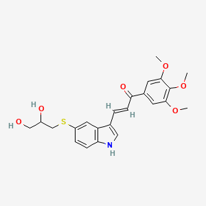 molecular formula C23H25NO6S B1241435 (E)-3-[5-(2,3-dihydroxypropylsulfanyl)-1H-indol-3-yl]-1-(3,4,5-trimethoxyphenyl)prop-2-en-1-one 