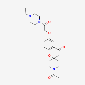 molecular formula C23H31N3O5 B1241443 1'-acetyl-6-[2-(4-ethyl-1-piperazinyl)-2-oxoethoxy]-4-spiro[3,4-dihydro-2H-1-benzopyran-2,4'-piperidine]one 