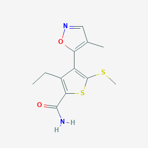 molecular formula C12H14N2O2S2 B1241452 3-Ethyl-4-(4-methylisoxazol-5-yl)-5-(methylthio)thiophene-2-carboxamide 