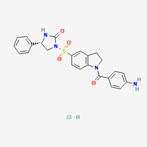 1H-Indole, 1-(4-aminobenzoyl)-2,3-dihydro-5-(((4S)-2-oxo-4-phenyl-1-imidazolidinyl)sulfonyl)-, monohydrochloride