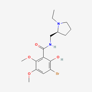 molecular formula C16H23BrN2O4 B1241469 3-Bromo-N-(1-ethyl-pyrrolidin-2-ylmethyl)-2-hydroxy-5,6-dimethoxy-benzamide 