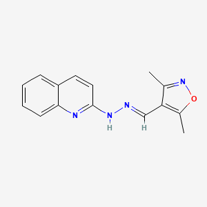 molecular formula C15H14N4O B1241476 N-[(E)-(3,5-dimethyl-1,2-oxazol-4-yl)methylideneamino]quinolin-2-amine 