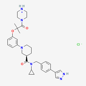 molecular formula C33H43ClN6O3 B12414997 (3R)-N-cyclopropyl-1-[3-(2-methyl-1-oxo-1-piperazin-4-ium-1-ylpropan-2-yl)oxyphenyl]-N-[[4-(1H-pyrazol-4-yl)phenyl]methyl]piperidine-3-carboxamide;chloride 