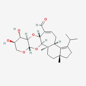 molecular formula C25H36O6 B1241500 (1R,2R,5R,10R,14R,16R,17S,18R,21S)-17,18-dihydroxy-2,5-dimethyl-8-propan-2-yl-15,20,22-trioxapentacyclo[12.8.0.02,10.05,9.016,21]docosa-8,12-diene-13-carbaldehyde 