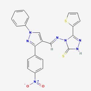 4-({[3-(4-nitrophenyl)-1-phenyl-1H-pyrazol-4-yl]methylene}amino)-5-(2-thienyl)-2,4-dihydro-3H-1,2,4-triazole-3-thione