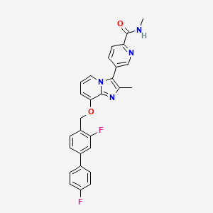 molecular formula C28H22F2N4O2 B12415137 5-[8-[[2-fluoro-4-(4-fluorophenyl)phenyl]methoxy]-2-methylimidazo[1,2-a]pyridin-3-yl]-N-methylpyridine-2-carboxamide 