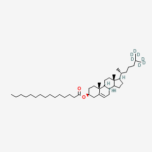 molecular formula C42H74O2 B12415216 [(3S,8S,9S,10R,13R,14S,17R)-10,13-dimethyl-17-[(2R)-6,7,7,7-tetradeuterio-6-(trideuteriomethyl)heptan-2-yl]-2,3,4,7,8,9,11,12,14,15,16,17-dodecahydro-1H-cyclopenta[a]phenanthren-3-yl] pentadecanoate 