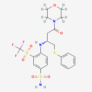 molecular formula C21H24F3N3O6S3 B12415380 4-[[(1R)-3-(4-Morpholinyl)-3-oxo-1-[(phenylthio)methyl]propyl]amino]-3-trifluoromethylsulfonyl-benzenesulfonamide-d8 