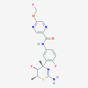 molecular formula C18H18F3N5O2S B12415393 N-[3-[(4R,5R,6R)-2-azanyl-5-fluoranyl-4,6-dimethyl-5,6-dihydro-1,3-thiazin-4-yl]-4-fluoranyl-phenyl]-5-(fluoranylmethoxy)pyrazine-2-carboxamide 