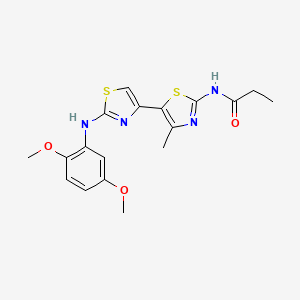 molecular formula C18H20N4O3S2 B12415436 N-(2-((2,5-Dimethoxyphenyl)amino)-4'-methyl-[4,5'-bithiazol]-2'-yl)propionamide 