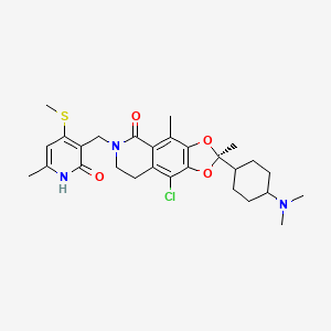 (2R)-9-chloro-2-[4-(dimethylamino)cyclohexyl]-2,4-dimethyl-6-[(6-methyl-4-methylsulfanyl-2-oxo-1H-pyridin-3-yl)methyl]-7,8-dihydro-[1,3]dioxolo[4,5-g]isoquinolin-5-one