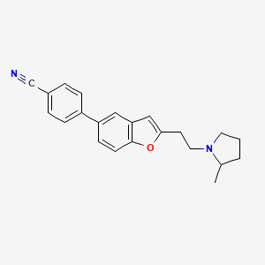 molecular formula C22H22N2O B1241562 (R)-4-(2-(2-(2-Methylpyrrolidin-1-yl)-ethyl)benzofuran-5-yl)benzonitrile 