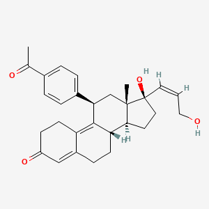 molecular formula C29H34O4 B1241566 (8S,11R,13S,14S,17R)-11-(4-acetylphenyl)-17-hydroxy-17-[(Z)-3-hydroxyprop-1-enyl]-13-methyl-1,2,6,7,8,11,12,14,15,16-decahydrocyclopenta[a]phenanthren-3-one 