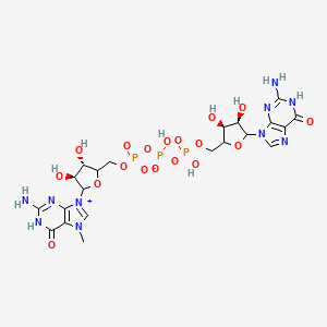 molecular formula C21H29N10O18P3 B12415683 [(3S,4S)-5-(2-amino-7-methyl-6-oxo-1H-purin-9-ium-9-yl)-3,4-dihydroxyoxolan-2-yl]methyl [[[(3S,4R)-5-(2-amino-6-oxo-1H-purin-9-yl)-3,4-dihydroxyoxolan-2-yl]methoxy-hydroxyphosphoryl]oxy-hydroxyphosphoryl] phosphate 