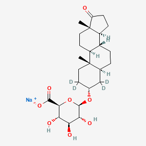 molecular formula C25H37NaO8 B12415709 Androsterone glucuronide-d4 (sodium) 