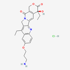 molecular formula C25H28ClN3O5 B12415720 (19S)-7-(3-aminopropoxy)-10,19-diethyl-19-hydroxy-17-oxa-3,13-diazapentacyclo[11.8.0.02,11.04,9.015,20]henicosa-1(21),2,4(9),5,7,10,15(20)-heptaene-14,18-dione;hydrochloride 