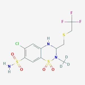 molecular formula C11H13ClF3N3O4S3 B12415809 6-Chloro-1,1-dioxo-2-(trideuteriomethyl)-3-(2,2,2-trifluoroethylsulfanylmethyl)-3,4-dihydro-1lambda6,2,4-benzothiadiazine-7-sulfonamide 