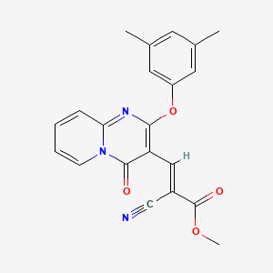 molecular formula C21H17N3O4 B1241594 methyl (E)-2-cyano-3-[2-(3,5-dimethylphenoxy)-4-oxopyrido[1,2-a]pyrimidin-3-yl]prop-2-enoate 