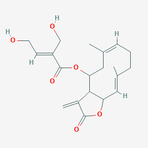molecular formula C20H26O6 B1241595 [(6Z,10E)-6,10-dimethyl-3-methylidene-2-oxo-3a,4,5,8,9,11a-hexahydrocyclodeca[b]furan-4-yl] (E)-4-hydroxy-2-(hydroxymethyl)but-2-enoate 