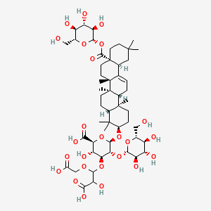 molecular formula C53H82O25 B12416015 (2S,3S,4S,5R,6R)-6-[[(3R,4aR,6aR,6bS,8aS,12aS,14aR,14bR)-4,4,6a,6b,11,11,14b-heptamethyl-8a-[(2S,3R,4S,5S,6R)-3,4,5-trihydroxy-6-(hydroxymethyl)oxan-2-yl]oxycarbonyl-1,2,3,4a,5,6,7,8,9,10,12,12a,14,14a-tetradecahydropicen-3-yl]oxy]-4-[2-carboxy-1-(carboxymethoxy)-2-hydroxyethoxy]-3-hydroxy-5-[(2S,3R,4S,5S,6R)-3,4,5-trihydroxy-6-(hydroxymethyl)oxan-2-yl]oxyoxane-2-carboxylic acid 