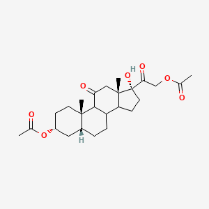 molecular formula C25H36O7 B1241610 acetic acid [2-[(3R,5R,10S,13S,17R)-3-acetyloxy-17-hydroxy-10,13-dimethyl-11-oxo-2,3,4,5,6,7,8,9,12,14,15,16-dodecahydro-1H-cyclopenta[a]phenanthren-17-yl]-2-oxoethyl] ester 