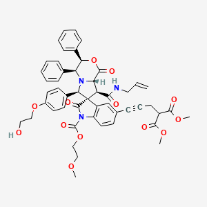 molecular formula C50H49N3O13 B1241612 dimethyl 2-[3-[(3R,4S,6R,7R,8S,8aS)-6-[4-(2-hydroxyethoxy)phenyl]-1'-(2-methoxyethoxycarbonyl)-1,2'-dioxo-3,4-diphenyl-8-(prop-2-enylcarbamoyl)spiro[4,6,8,8a-tetrahydro-3H-pyrrolo[2,1-c][1,4]oxazine-7,3'-indole]-5'-yl]prop-2-ynyl]propanedioate 