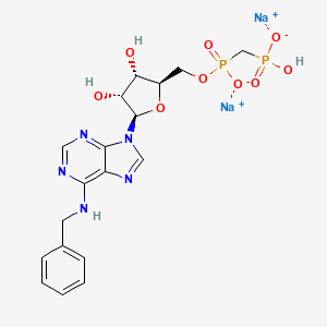 molecular formula C18H21N5Na2O9P2 B12416179 disodium;[(2R,3S,4R,5R)-5-[6-(benzylamino)purin-9-yl]-3,4-dihydroxyoxolan-2-yl]methoxy-[[hydroxy(oxido)phosphoryl]methyl]phosphinate 