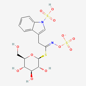 molecular formula C16H19N2O12S3- B1241633 1-S-[2-(1-磺基-1H-吲哚-3-基)-N-(磺酸氧基)乙酰亚胺基]-1-硫-β-D-吡喃葡萄糖 