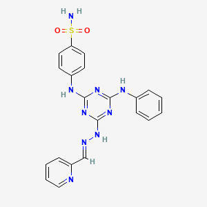 molecular formula C21H19N9O2S B12416370 4-[[4-anilino-6-[(2E)-2-(pyridin-2-ylmethylidene)hydrazinyl]-1,3,5-triazin-2-yl]amino]benzenesulfonamide 