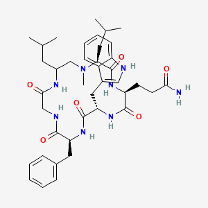 molecular formula C40H56N8O6 B12416433 3-[(2S,5S,8S,17S)-8-benzyl-5-(1H-indol-3-ylmethyl)-16-methyl-14,17-bis(2-methylpropyl)-3,6,9,12,18-pentaoxo-1,4,7,10,13,16-hexazacyclooctadec-2-yl]propanamide 