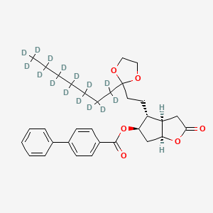 (3aR,4R,5R,6aS)-4-[3-(Ethyleneketal)decanyl]hexahydro-5-hydroxy-2H-cyclopenta[b]furan-2-one 5-(4-Phenylbenzoate)-d15