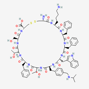 (4R,7S,10S,13S,16S,19S,22R,25S,28S,31S,34R)-22-((1H-indol-3-yl)methyl)-34-amino-31-(4-aminobutyl)-13,25,28-tribenzyl-10,16-bis((R)-1-hydroxyethyl)-7-(hydroxymethyl)-19-(4-((isopropylamino)methyl)benzyl)-6,9,12,15,18,21,24,27,30,33-decaoxo-1,2-dithia-5,8,11,14,17,20,23,26,29,32-decaazacyclopentatriacontane-4-carboxylic acid