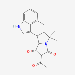 5-Acetyl-8,8-dimethyl-7,16-diazapentacyclo[9.6.1.02,9.03,7.015,18]octadeca-1(17),11(18),12,14-tetraene-4,6-dione