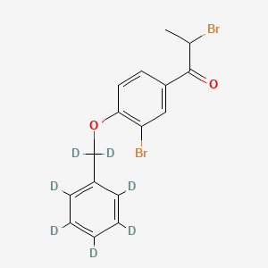 molecular formula C16H14Br2O2 B12416584 1-(4-(Benzyloxy)-3-bromophenyl)-2-bromopropan-1-one-d7 