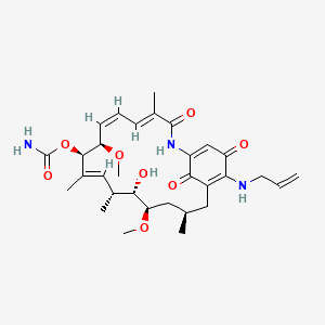 molecular formula C31H43N3O8 B1241707 [(4E,6Z,8R,9R,10E,12R,13S,14R,16R)-13-hydroxy-8,14-dimethoxy-4,10,12,16-tetramethyl-3,20,22-trioxo-19-(prop-2-enylamino)-2-azabicyclo[16.3.1]docosa-1(21),4,6,10,18-pentaen-9-yl] carbamate 
